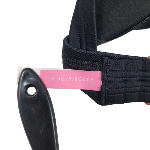 Victoria Secret Black Bikini Top NWOT 36D Bottom Animal Print L NWT - Picture 5 of 6